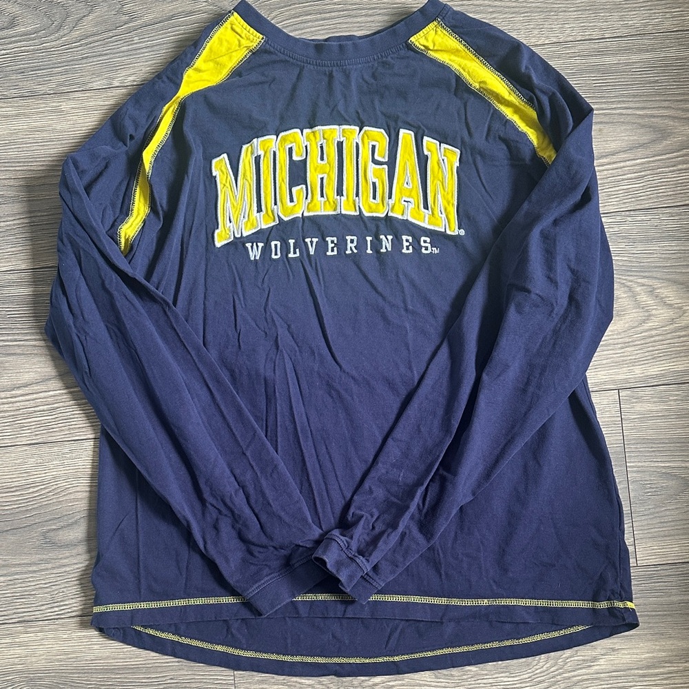 Pro Edge Blue and Yellow Michigan Wolverines Long Sleeve Shirt - Picture 2 of 6